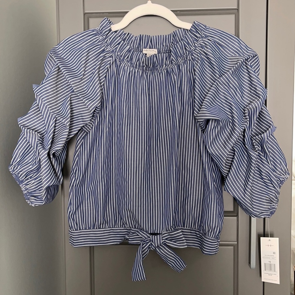Habitual Kids Girls Ruched Sleeve Shirt
